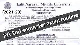 Lnmu pg 2nd semester exam form date | exam routine (2021-23)