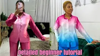 How To Cut and SEW A Buttonless vintage shirt. Step By Step. Beginner tutorial.