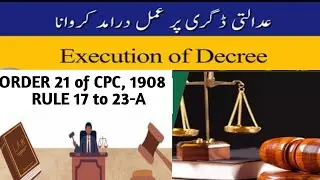 ORDER 21 of CPC, 1908 I EXECUTION OF DECREES & ORDERS I RULE 17 to 23-A