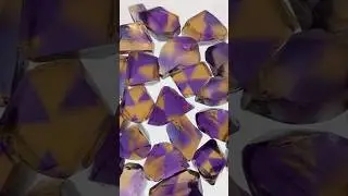 This unique bi-color gem is called Ametrine and it is a natural blend of amethyst and citrine #gems