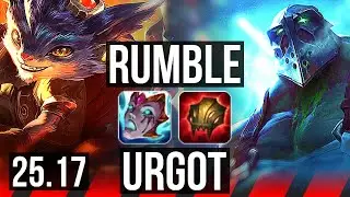 RUMBLE vs URGOT (TOP) | 500+ games | KR Master | 25.17