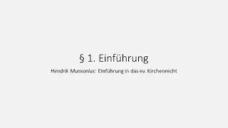 Kirchenrecht 01: Einf&uuml;hrung