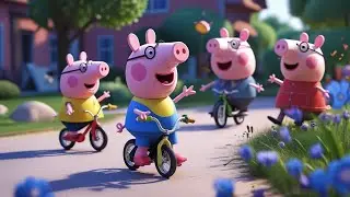 Peppa Pig Learns to Ride Her Bike