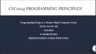 CSC1024 Programming Principle Project: A Mastermind Computer Game