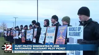 Allegiant pilots picket outside Bishop Airport, demanding fair contract