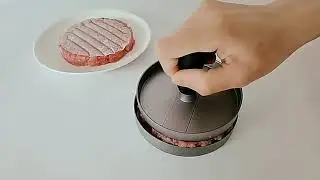 Burger Press | Non-Stick Aluminum Burger Patty Maker | Burger Press Meat Pie Mold with Wooden Handle