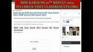 BSEK Karachi Matric Result 2014, Karachi Board 10th Result 2014