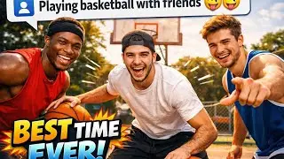 Playing basketball with friends🤩🤩