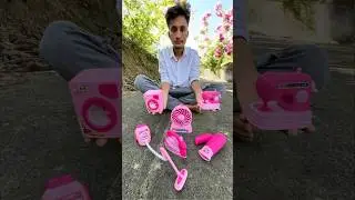 Satisfying With Unboxing Review Toys Household Toy Set,Washing Machine,Vacuum Cleaner & fan