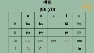 拼音：b、p、m、f  ＿＿a、o、e、i、u