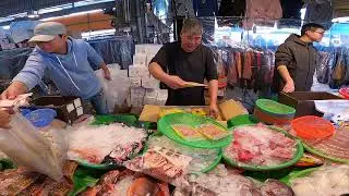 一個銅板就能買一隻午仔魚 難怪120隻瞬間快清空 安南果菜市場 怡安路102號 士官長海鮮叫賣 海鮮拍賣 叫賣哥 seafood auction