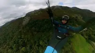 Little Langdale fly down to land at the campsite, BaysBrown Farm.