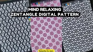 MIND Relaxing Pattern| Calming Digital Zentangle Drawing |  Easy Zentangle Digital Pattern Drawing