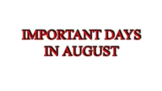 Important Days in August || CLASSMART