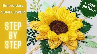 SUNFLOWER Embroidery +PDF-Pattern hand embroidery sunflowers, fall embroidery design, autumn flowers