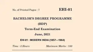 EHI-01 JUNE-2021 QUESTION PAPER IGNOU