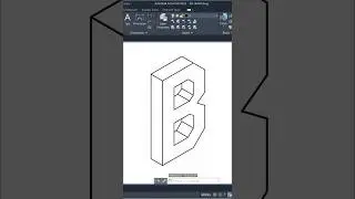 Dibujo isom&eacute;trico del alfabeto &ndash; B | Letra B 3D en AutoCAD (serie isom&eacute;trica de la A a la Z) #alf...
