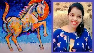running abstract horse painting tutorial, acrylic, colourful, easy, texture, canvas 24