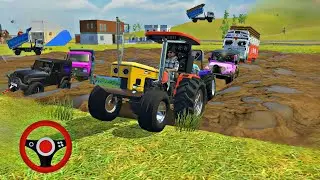 Indian Truck stuck in mud and two Tractors rescue the truck from sea#indiantractor3d#truck #tractor
