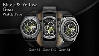 Black & Yellow Gear Watch Face - Animated Preview