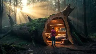 Luxury Inside Giant Log Overnight! (ASMR) Infotain Hub | BikeGen - Mountain