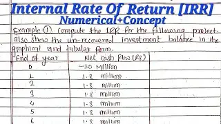 Internal Rate Of Return||IRR method  Numerical||Unit-4||engineering economics lectures