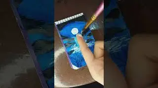 Waterfall 💧 night Sky  🖤 moonlight 🌙 painting  tutorial #art#painting #youtube#artwork  