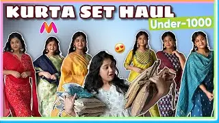 Affordable Kurta Sets Under ₹1000 🛍️| Try-On & Review | Myntra Haul | Telugu!