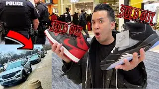 MADNESS RELEASE COPS CAME 👮‍♂️🚨 JORDAN 5 REIMAGINED AND JORDAN 1 BRED 85 PICK UP VLOG