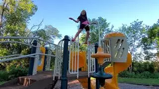 Many different ways to do acrobatic tricks on the playground.