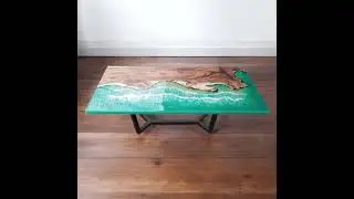 Live Edge Wood & Ocean Epoxy Resin Dining Table | Handcrafted Art Furniture