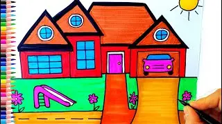 Bahçeli Ev Çizimi 🏠 Güzel Ev Çizimi - Ev Resmi Nasıl Çizilir? - Kolay Ev Çizimi - Drawing House Easy