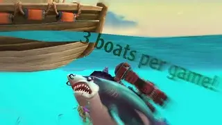 Destroy 100 boats great white shark |HUNGRY SHARK WORLD