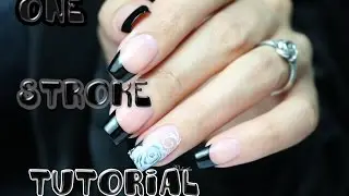 Nail art One stroke Rose Tutorial / Роспись на ногтях плоской кистью