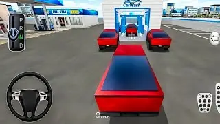 All Tesla Red Colour Electric Car 🚗 Parking The Gass Pump Driving Class Game-3D Android #car #game 