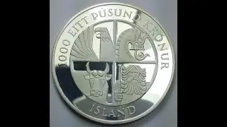 Iceland 1000 kronur 1974 silver proof
