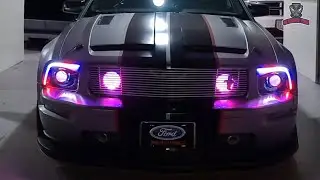 DIY LED Light Conversion headlights with RGB for the Ultimate Mustang!