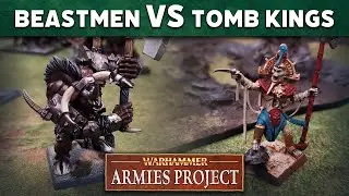 Beastmen vs Tomb Kings Warhammer Armies Project LIVE Battle Report Reupload