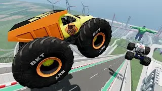BMNG FreeDom - Epic High Speed Monster Trucks Jumps Stunts & Crashes #058 - BeamNG Drive