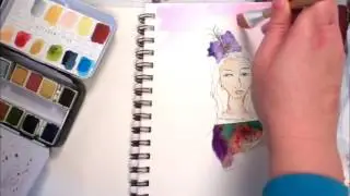 Art Journal: Using My Color Bursts Scraps and Hand Drawn Faces!