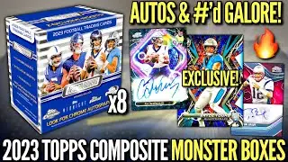 RAINING AUTOGRAPHS & NUMBERED CARDS! 😳🔥 2023 Topps Composite Football Retail Monster Box Review x8