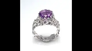 Coral Purple Amethyst Gemstone Ring