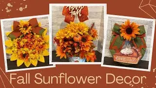 Sunflower Home Decor | Fall Home Decor | Dollar Tree DIY&rsquo;s | Fall Floral Decor | Pumpkin DIY