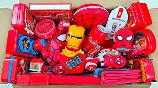 Spiderman toys & stationery items - pencil box, mobile eraser, projector watch, school bag, pen