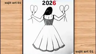 How to draw girl back side in lehnga beautiful girl pencil sketch drawing happy new year easy 2026