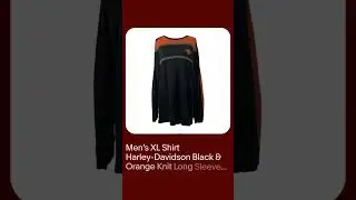 Men&rsquo;s XL Shirt Harley-Davidson Black & Orange Knit Long Sleeve Crew Neck