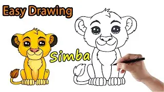 How to draw Simba | Simba Drawings | Cartoon Drawings | Mady Arts