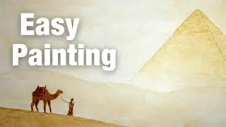 Easy Egyptian Pyramid Desert Painting with Camel | Tutorial for Beginners