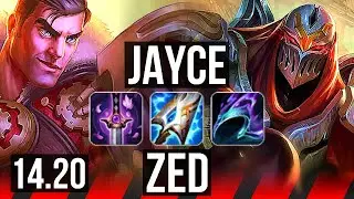 JAYCE vs ZED (TOP) | 8 solo kills, 5k comeback | EUW Diamond | 14.20