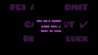 FCI ag 3 admit card out ✔️#shorts